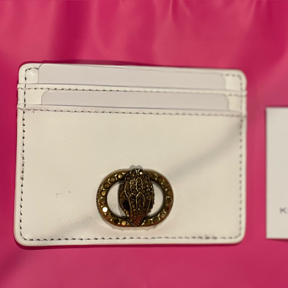 Kurt Geiger White Card Holder with Gold Logo